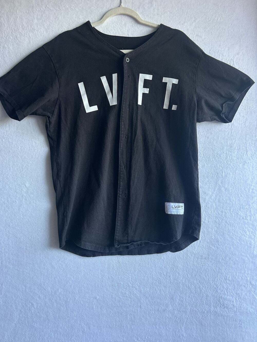 100%Cotton Live Fit Apparel LVFT Men's Baseball Jersey Button Up Black Size L